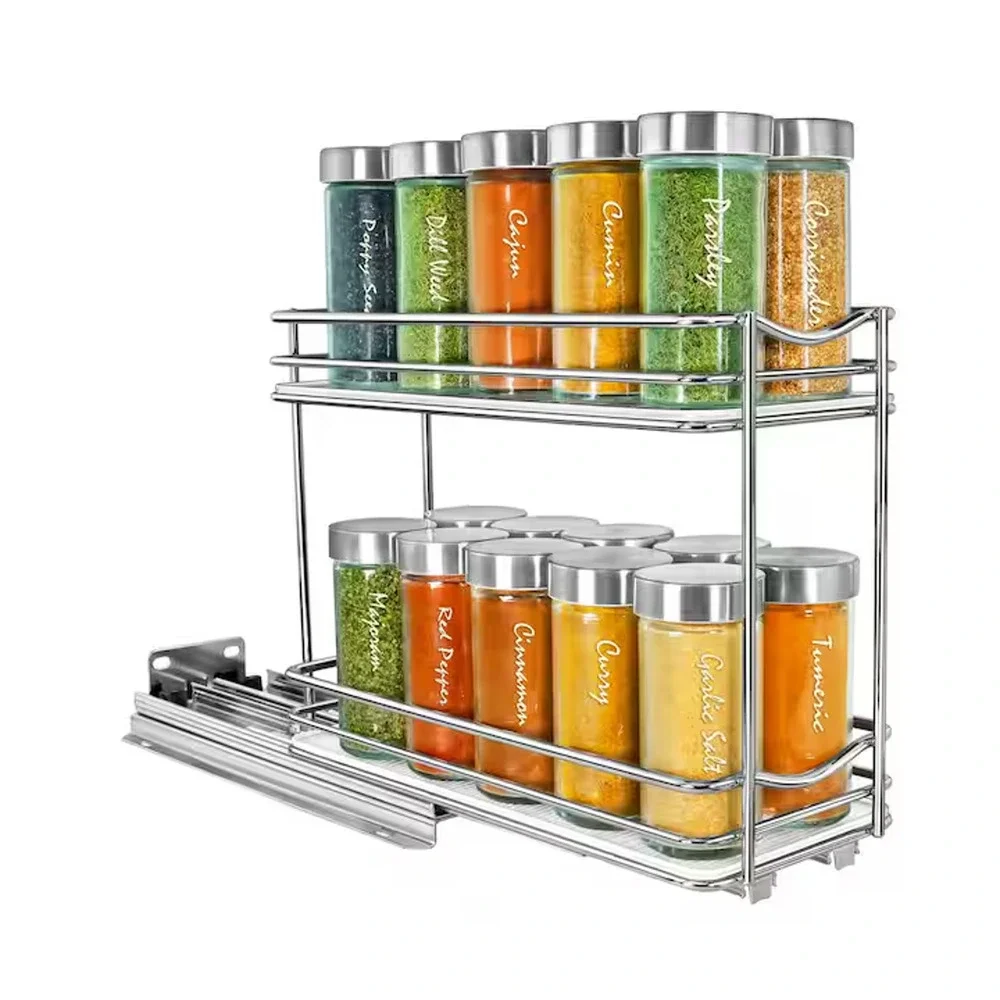 Pull Out Spice Rack Organizer for Inside Kitchen Cabinets - 4-3/8 inch Wide
